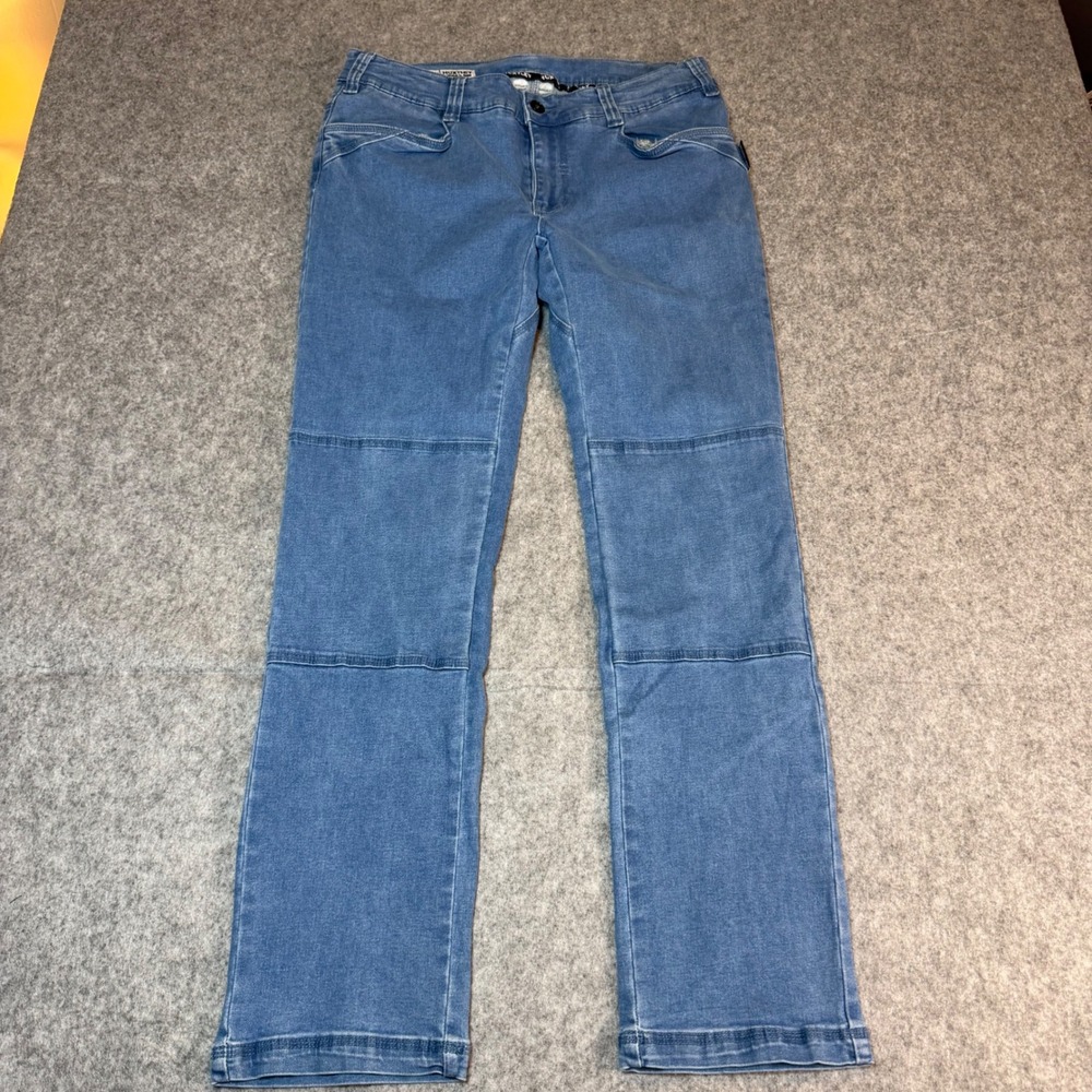 Huxtley Workwear Co Blue Denim Reinforced Knee Stretch Utility Pants Mens 36x32